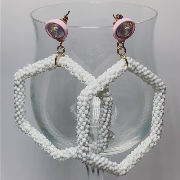 Pink Diamond dangling hexagon BP earrings - Picture 1 of 2